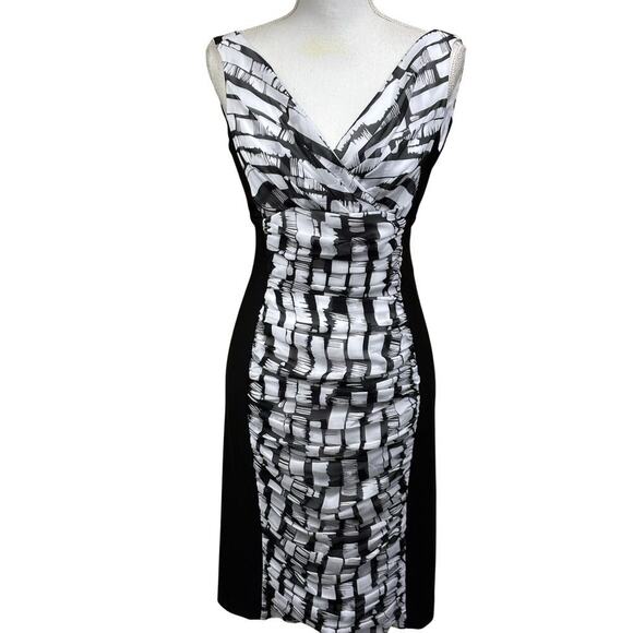 Joseph Ribkoff black/white dress, 8, elegant, abstract, sophisticated, classic - Picture 1 of 7